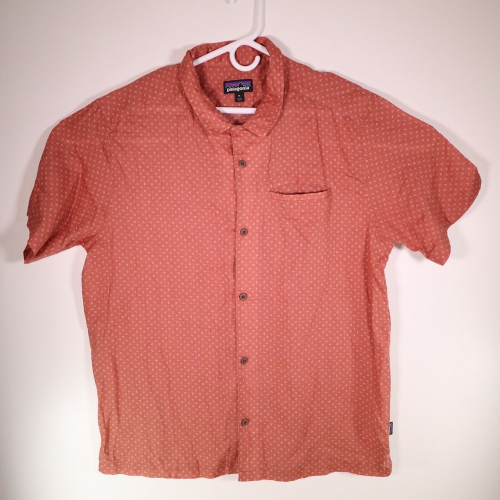 Patagonia Button Front Shirt Mens XL Burnt Red Short Sleeve Outdoor Hiking